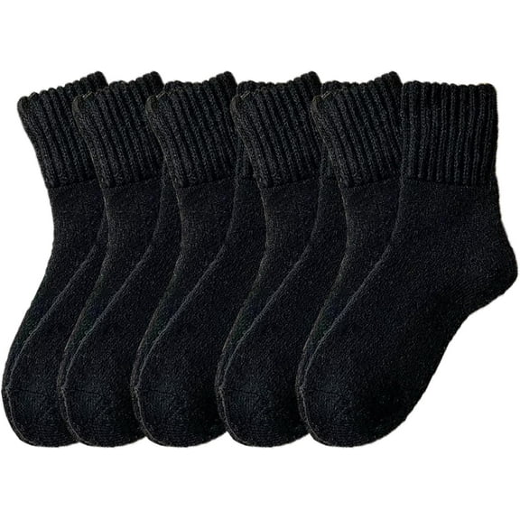 5 Pairs Women's Solid Mid-Calf Socks - Cozy Fall Ankle Socks for Boots & Leggings, Retro Slouchy Scrunch Knit Crew Socks