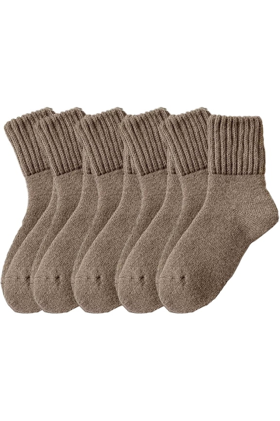 5 Pairs Women's Solid Mid-Calf Socks - Cozy Fall Ankle Socks for Boots & Leggings, Retro Slouchy Scrunch Knit Crew Socks