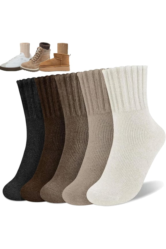 5 Pairs Women's Solid Mid-Calf Socks, Cozy Fall & Winter Socks for Leggings and Low-Cut Boots, Soft & Warm Everyday Socks