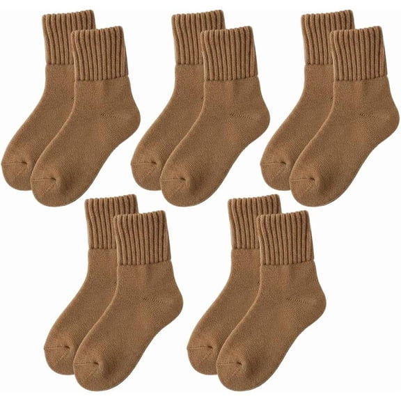 5 Pairs Women's Solid Mid-Calf Socks,Thick Warm Casual Soft Comfy Warm Boot Socks for Fall & Winter Daily Wear