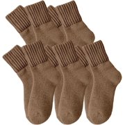 5 Pairs Women's Solid Mid-Calf Socks, Winter Thicker Boots Socks Thick Warm Cozy, Cotton Soft Breathable Elasticity