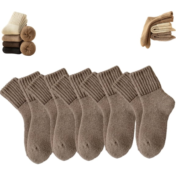 5 Pairs Women's Solid Mid-calf Socks - Comfy Warm Soft Crew Socks, Knit Thick Cotton Socks