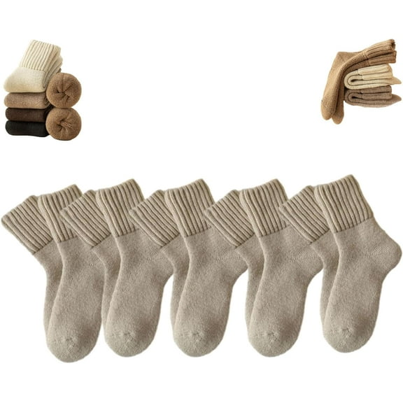 5 Pairs Women's Solid Mid-calf Socks - Comfy Warm Soft Crew Socks, Knit Thick Cotton Socks