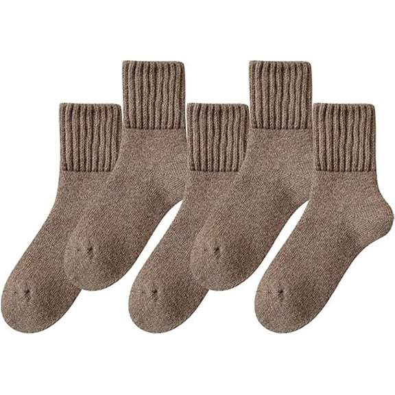 5 Pairs Women's Solid Mid-calf Socks, Ladies Cozy Casual Retro Soft Comfy Warm Thick Cute Knit Crew Socks