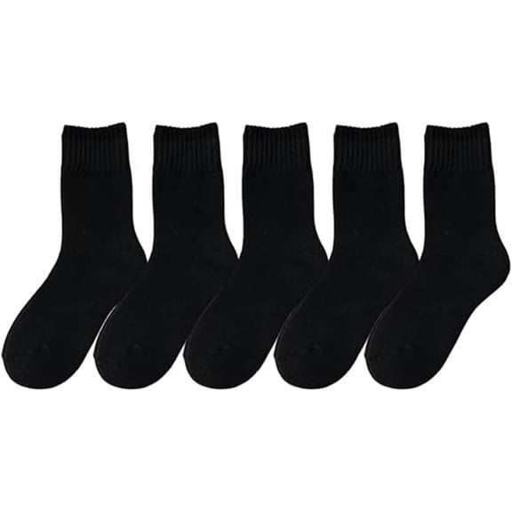 5 Pairs Women's Solid Mid-calf Socks, Ladies Cozy Casual Retro Soft Comfy Warm Thick Cute Knit Crew Socks