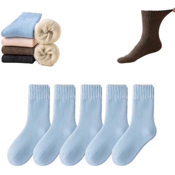 5 Pairs Women's Solid Mid-calf Socks, Thick Warm Thermal Socks for Winter, Cozy Boot Sock & Everyday Crew Sock