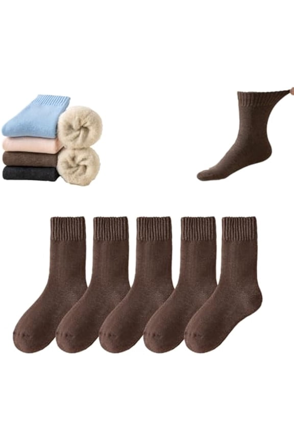 5 Pairs Women's Solid Mid-calf Socks, Thick Warm Thermal Socks for Winter, Cozy Boot Sock & Everyday Crew Sock