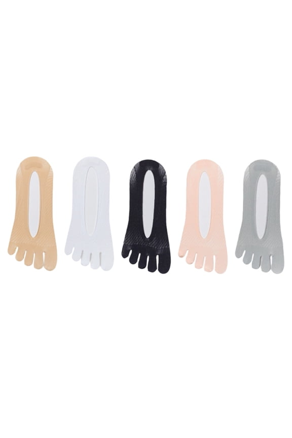 5 Pairs Women's Split Toe Not Show Socks Silicone Antislip Grip Breathable Cotton Mesh Invisible Low Cut Socks
