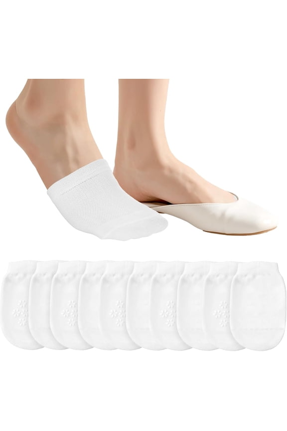 5 Pairs Women's Toe Socks for Mules Toe Toppers Cover No Show Liner Half Socks Invisible Footies Sock Seamless Grip Non Slip Invisibility Toes Cover Cotton Half Seamless Toes Sock Mules Low Cut