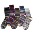 thumbnail image 1 of 5 Pairs Women's Vintage Style Thick Wool Warm Winter Crew Socks, 1 of 5