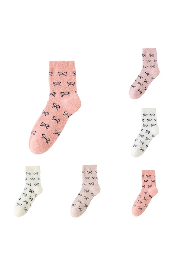 5 Pairs Women's Winter Boots Socks Thick Warm Cozy Crew Socks Solid Color Floor and Sleep Warmth,Color:White