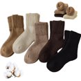 thumbnail image 1 of 5 Pairs Women's Winter Boots Socks Thick Warm Cozy Crew Socks Solid Color Gifts,Color:Pink, 1 of 8