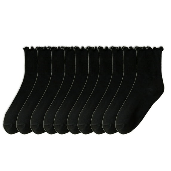5 Pairs Womens Casual Ruffle Trim Ribbed Knitted Dress Socks Soft Breathable Stretchy Frilly Ankle Socks for Daily Use