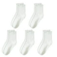 thumbnail image 1 of 5 Pairs Womens Casual Ruffle Trim Ribbed Knitted Dress Socks Soft Breathable Stretchy Frilly Ankle Socks for Daily Use, 1 of 8