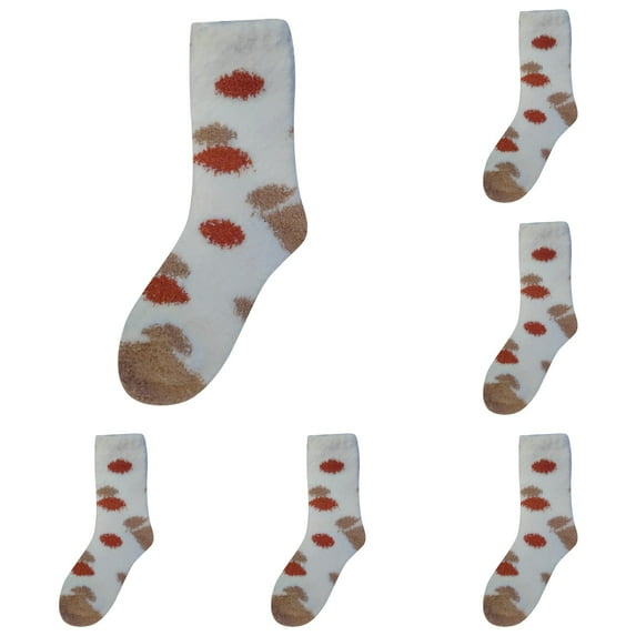 5 Pairs Womens Crew Socks Winter Fuzzy Colorful Warm Cozy Fluffy Sock Indoor Soft Christmas Socks for Women