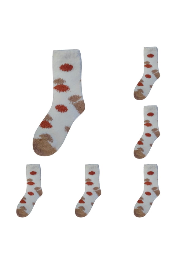 5 Pairs Womens Crew Socks Winter Fuzzy Colorful Warm Cozy Fluffy Sock Indoor Soft Christmas Socks for Women