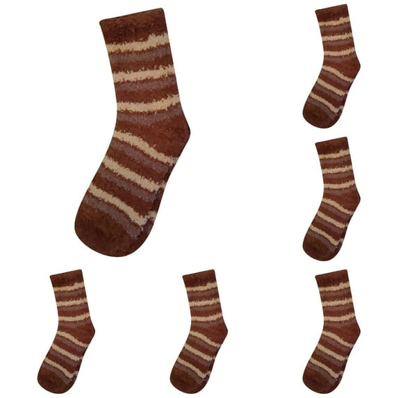 5 Pairs Womens Crew Socks Winter Fuzzy Colorful Warm Cozy Fluffy Sock Indoor Soft Christmas Socks for Women
