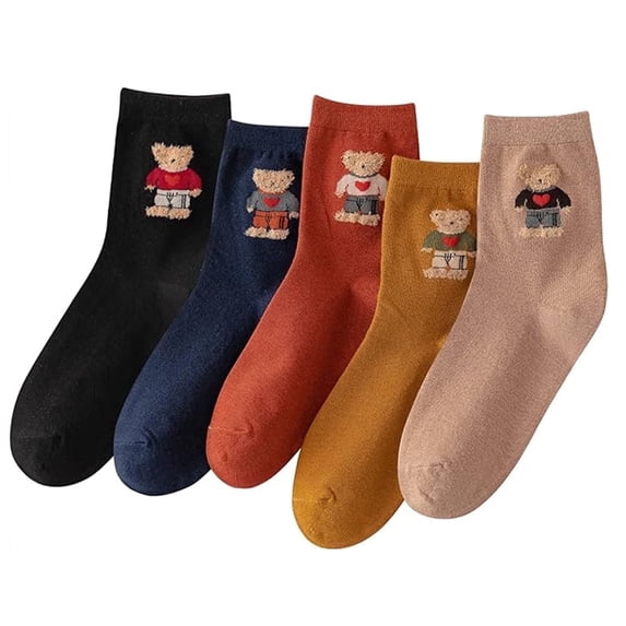 5 Pairs Womens Cute Animal Patterned Funny Novelty Cotton Crew Socks