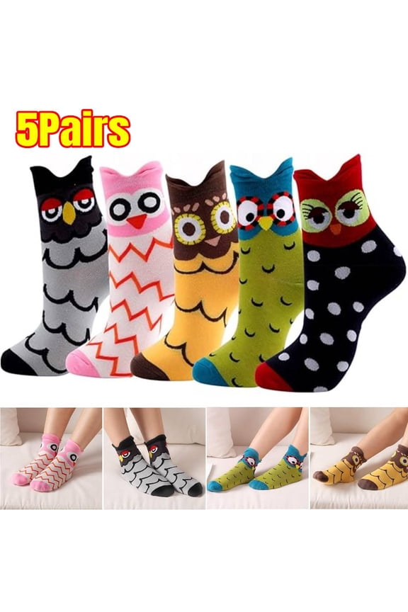 5 Pairs Womens Funny Socks Cozy Cute Printed Patterned Fun Sock Novelty Cat Dog Socks for Women