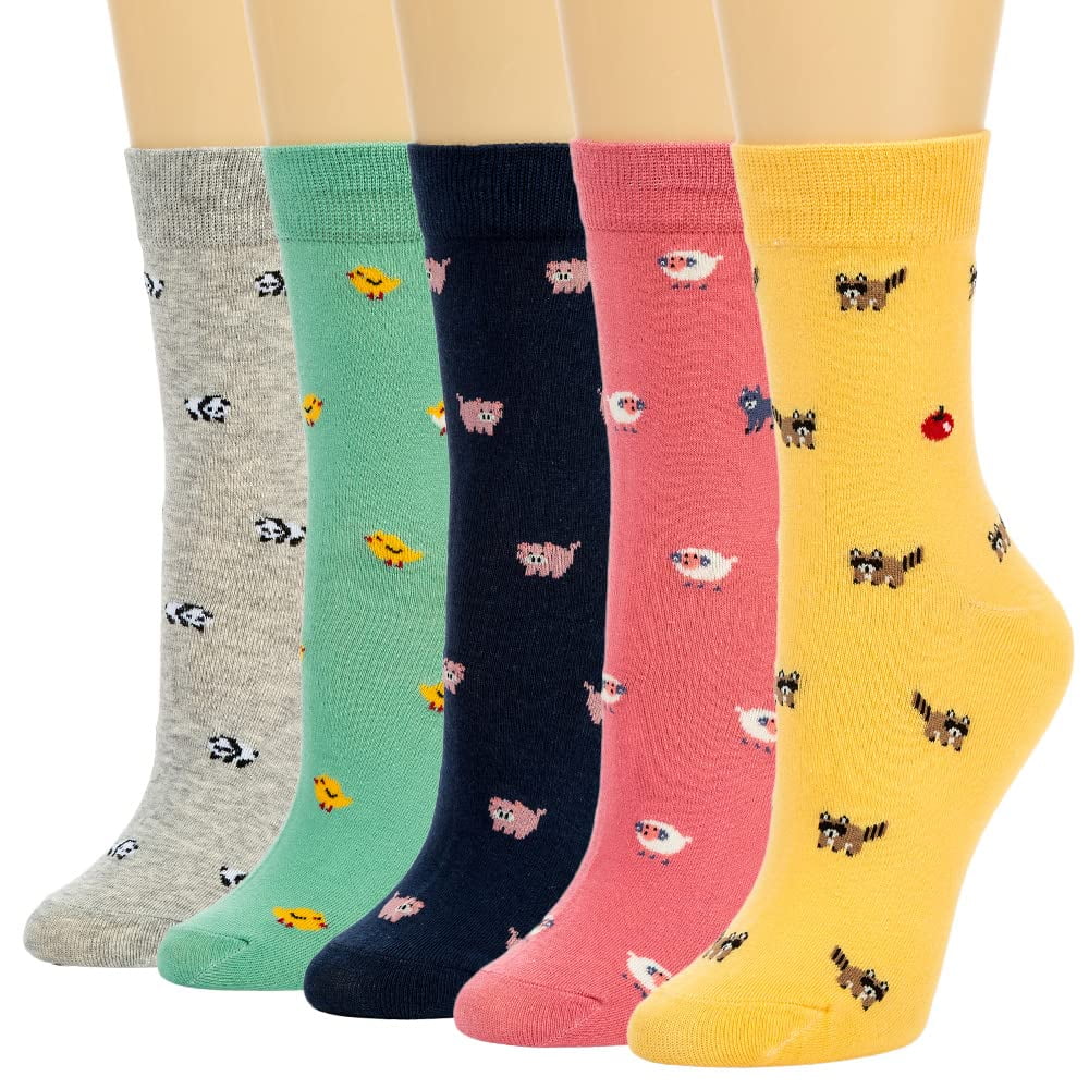 5 Pairs Womens Funny socks Cozy Cute Printed Patterned Fun Socks