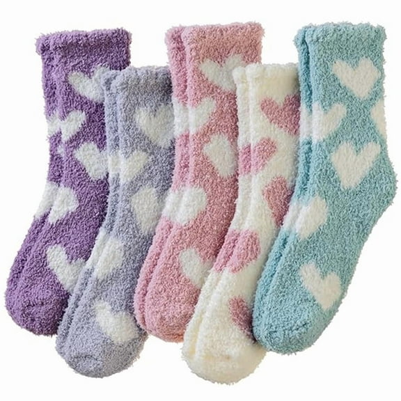 5 Pairs Womens Fuzzy Fluffy Cozy Warm Super Soft Slipper Socks Microfiber 3-8 Pairs Home Socks For Christmas