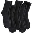 thumbnail image 1 of 5 Pairs Womens Fuzzy Slipper Socks, Ultra Soft Microfiber Crew Socks for Winter, Non-Slip Cozy House Socks with Fluffy Lining, 1 of 6
