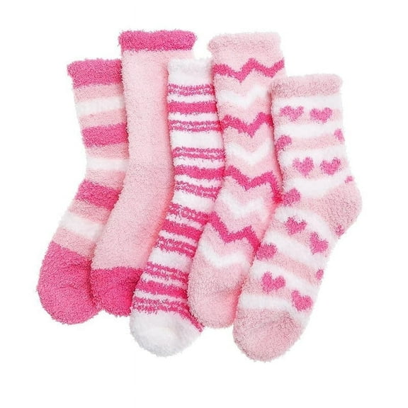 5 Pairs Womens Fuzzy Socks Fleece Fluffy Cabin Plush Slipper Warm Soft Cozy Winter Adult Socks