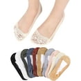 thumbnail image 1 of 5 Pairs Womens Lace Ankle Socks Non Slip Low Cut and No Show Lace Socks Sets for Loafers Flats, 1 of 6