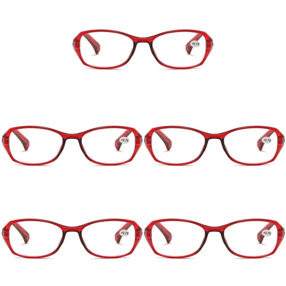 5 Pairs Womens Ladies Blue Light Blocking Reading Glasses Red Readers for Reading Paper work +1.50
