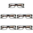 thumbnail image 1 of 5 Pairs Womens Mens Unisex Rectangular Blue Light Blocking Reading Glasses Spring Hinge Readers +1.25, 1 of 6
