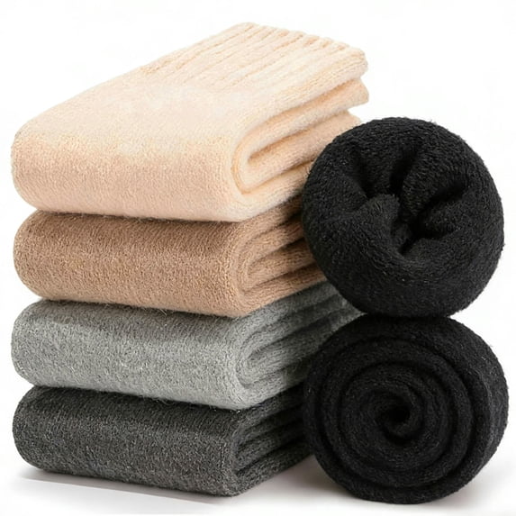 5 Pairs Womens Merino Wool Socks Hiking Warm Winter Thick Thermal Crew Cozy Cabin Ladies Gift Comfy Boot Work Socks