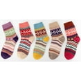 thumbnail image 1 of 5 Pairs Womens Multicolor Fashion Warm Wool Cotton Thick Winter Crew Fuzzy Socks, 1 of 4