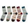 thumbnail image 1 of 5 Pairs Womens Multicolor Fashion Warm Wool Cotton Thick Winter Crew Fuzzy Socks, 1 of 4