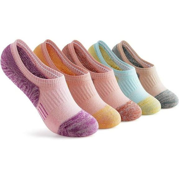 5 Pairs Womens No Show Athletic Ankle Socks, Cushioned Running Low Cut Sport Socks