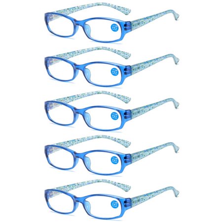 5 Pairs Womens Reading Glasses Blue Light Blocking Spring Hinge Readers