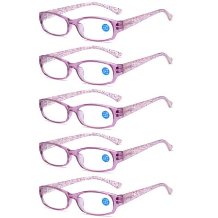 5 Pairs Womens Reading Glasses Blue Light Blocking Spring Hinge Readers