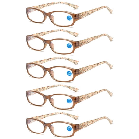 5 Pairs Womens Reading Glasses Blue Light Blocking Spring Hinge Readers