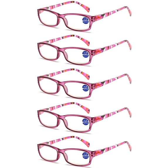 5 Pairs Womens Reading Glasses Blue Light Blocking Spring Hinge Readers