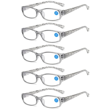 5 Pairs Womens Reading Glasses Blue Light Blocking Spring Hinge Readers