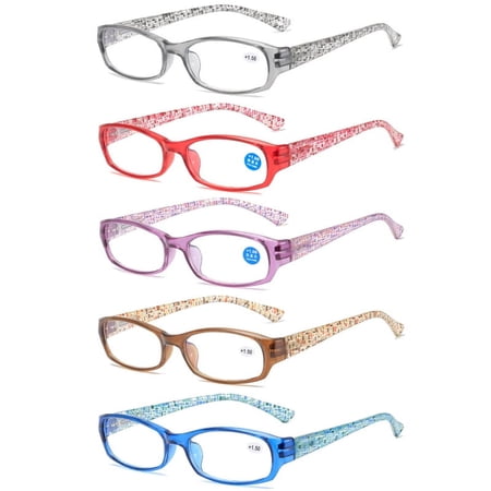 5 Pairs Womens Reading Glasses Blue Light Blocking Spring Hinge Readers