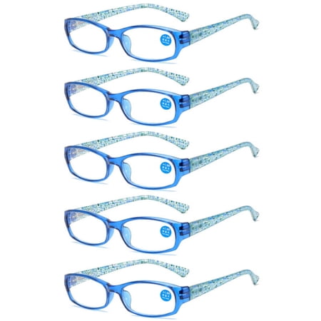 5 Pairs Womens Reading Glasses Blue Light Blocking Spring Hinge Readers