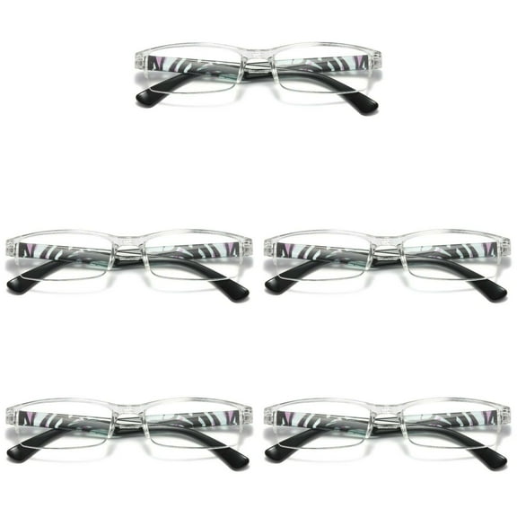 5 Pairs Womens Slim Rectangle Half Frame Blue Light Blocking Reading Glasses Readers +2.50