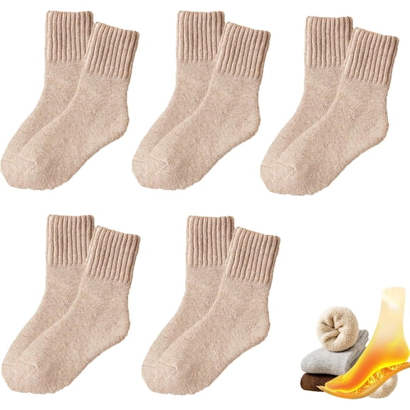 5 Pairs Womens Solid Mid Calf Socks, Cotton Cozy Fall Ankle Boot Socks, Warm Thick Socks