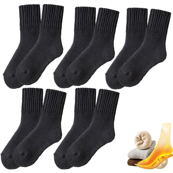 5 Pairs Womens Solid Mid Calf Socks, Cotton Cozy Fall Ankle Boot Socks, Warm Thick Socks