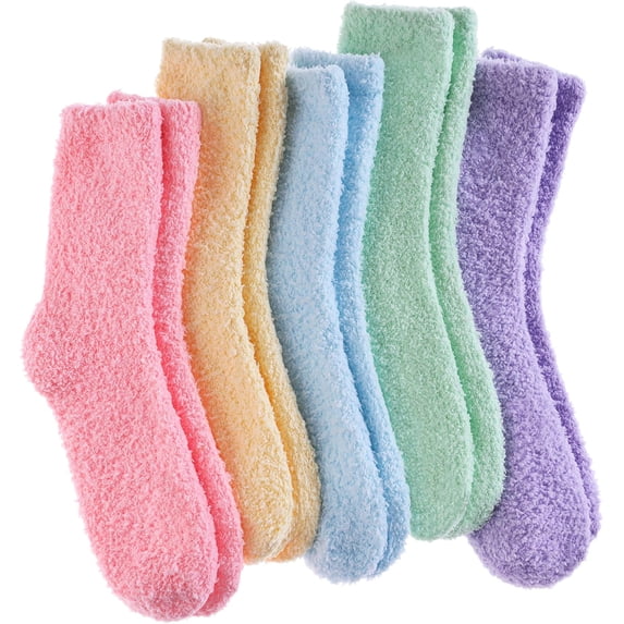 5 Pairs Womens Super Soft Fuzzy Plush Warm Socks Winter Home Sleeping Slipper Socks
