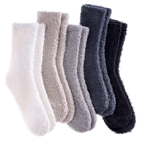 5 Pairs Womens Super Soft Fuzzy Plush Warm Winter Home Sleeping Slipper Socks 5 Pairs Solid Color Style