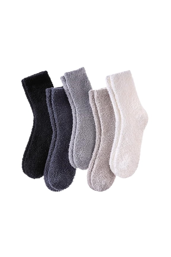 5 Pairs Womens Super Soft Fuzzy Plush Warm Winter Home Sleeping Slipper Socks