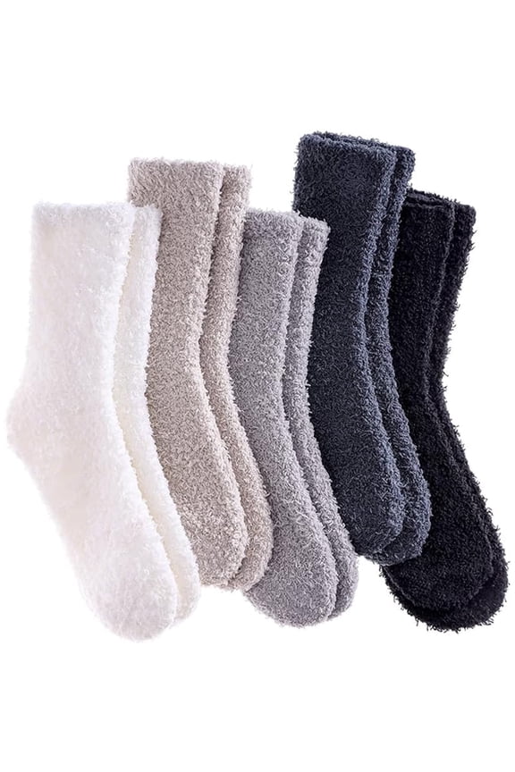 5 Pairs Womens Super Soft Fuzzy Plush Warm Winter Home Sleeping Slipper Socks