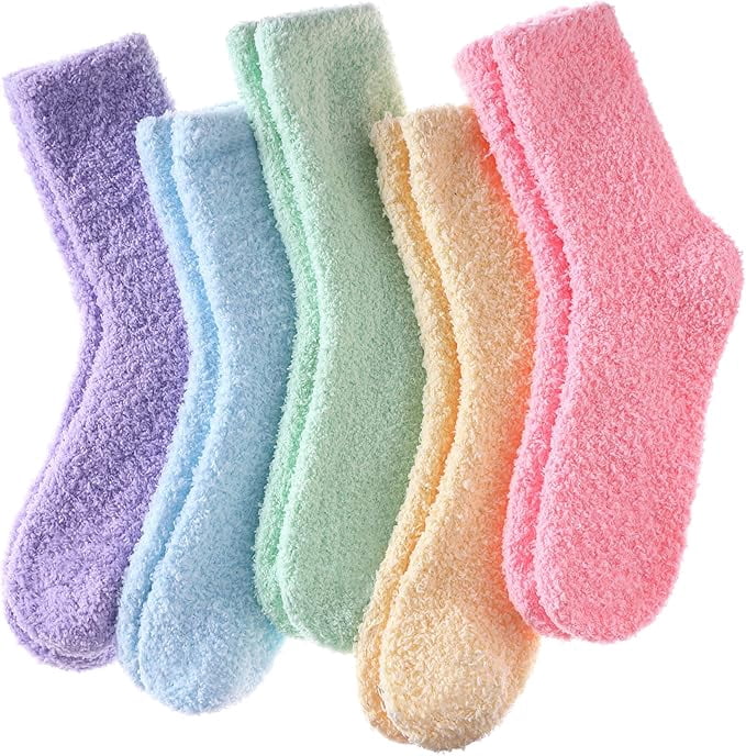 5 Pairs Womens Super Soft Fuzzy Plush Warm Winter Home Sleeping Slipper ...