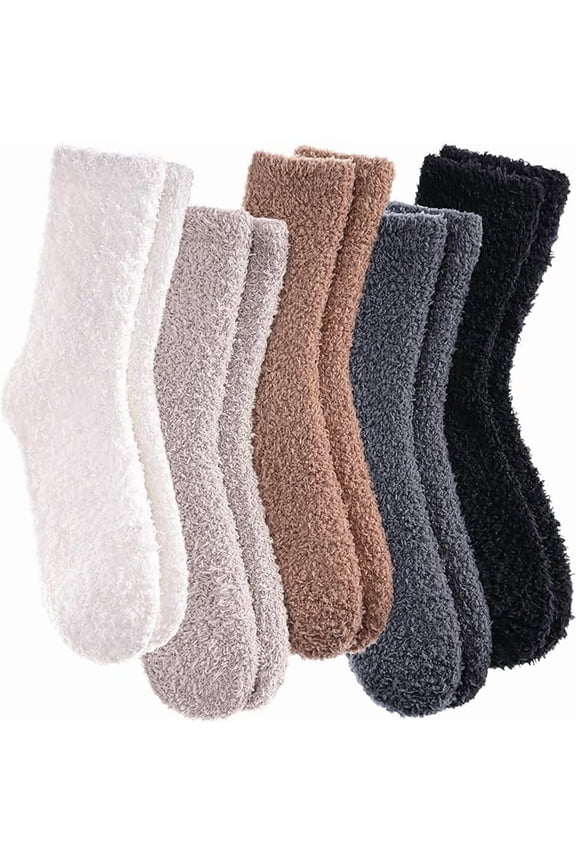 5 Pairs Womens Super Soft Fuzzy Plush Warm Winter Home Sleeping Slipper Socks